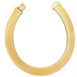 Vintage Napier Gold Tone Runway Choker Necklace Stretchy Gas Hose Style